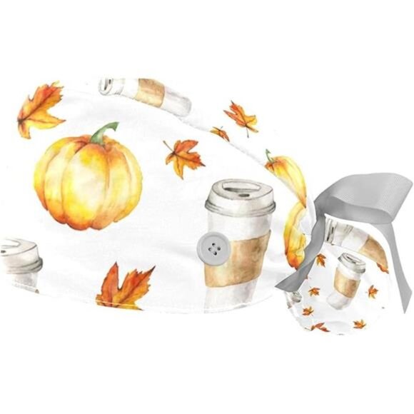 Working Cap for Women with Ponytail Pouch Long Hair, 2 Packs Nurse Scrub Caps, - Picture 7 of 7